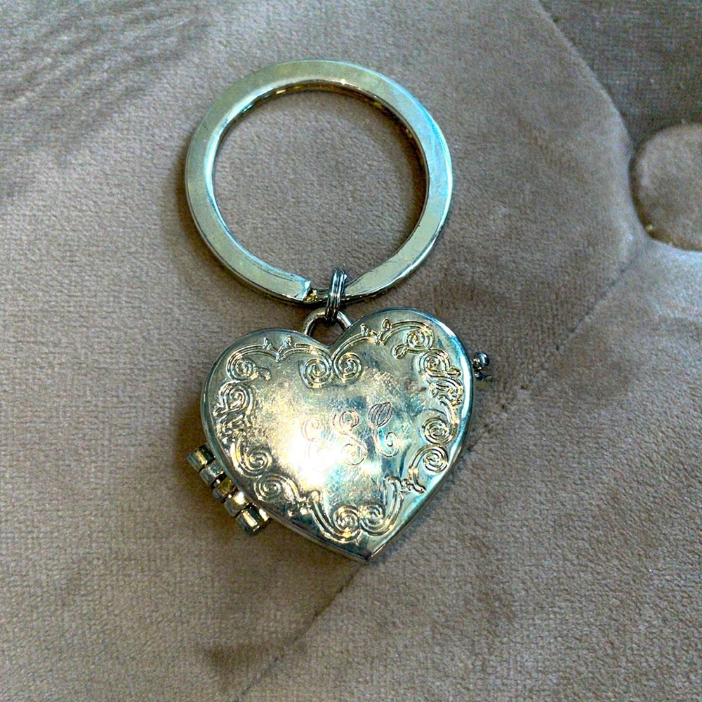 Silver Heart Locket Keychain - NWT